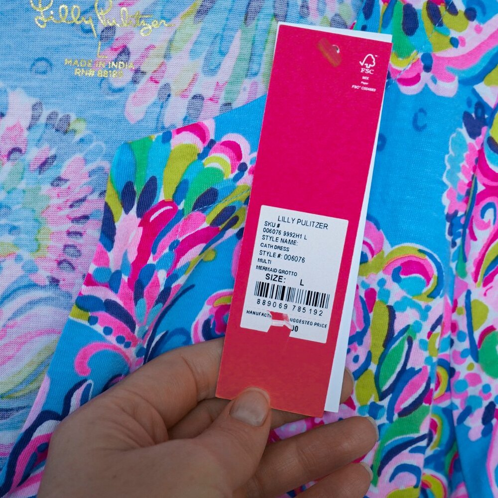 Lilly Pulitzer Mermaid Grotto Dress Cath Colorful Knit Pull Over Mini Dress - Picture 5 of 11